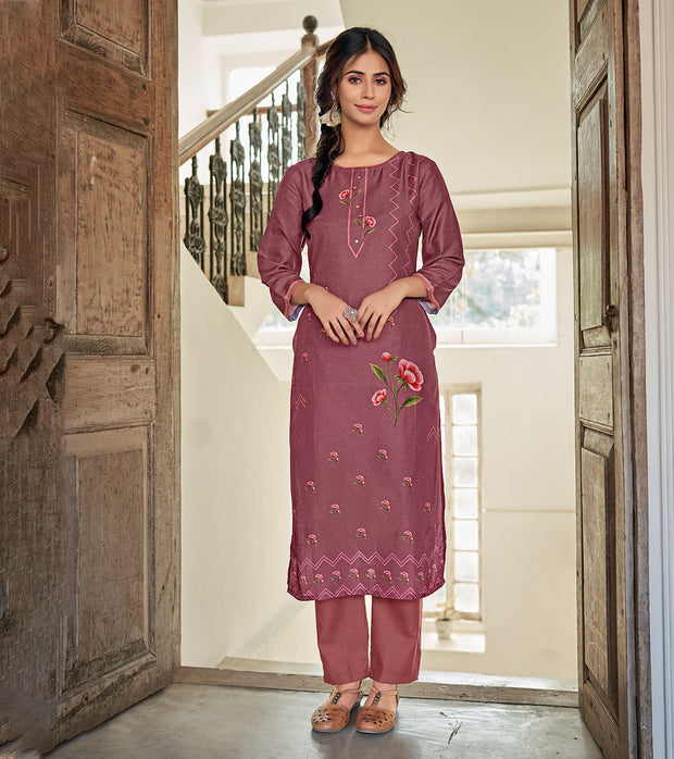 Laxmipati Muslin Saddle Brown Straight Cut Kurti With Digital Print