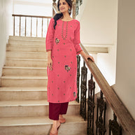 Laxmipati Muslin Vintage Pink Straight Cut Kurti With Digital Print
