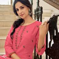 Laxmipati Muslin Vintage Pink Straight Cut Kurti With Digital Print
