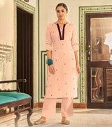 Laxmipati Muslin Pastel Peach Straight Cut Kurti With Embroidery Butti