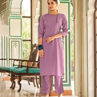 Laxmipati Muslin Plum Purple Straight Cut Kurti With Embroidery Butti