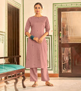 Laxmipati Muslin Dusty Mauve Straight Cut Kurti With Embroidery Butti