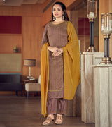 Laxmipati Light Brown Straight Cut Kurti, Pant & Dupatta