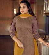 Laxmipati Light Brown Straight Cut Kurti, Pant & Dupatta