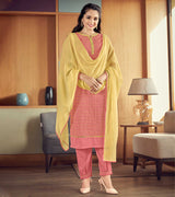 Laxmipati Tango Pink Straight Cut Kurti, Pant & Dupatta