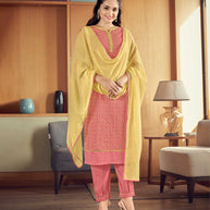 Laxmipati Tango Pink Straight Cut Kurti, Pant & Dupatta