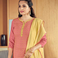 Laxmipati Tango Pink Straight Cut Kurti, Pant & Dupatta