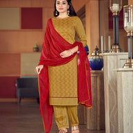 Laxmipati Meri Gold Straight Cut Kurti, Pant & Dupatta