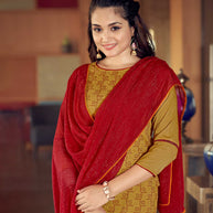 Laxmipati Meri Gold Straight Cut Kurti, Pant & Dupatta