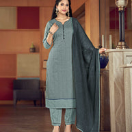 Laxmipati Mint Macaron Straight Cut Kurti, Pant & Dupatta