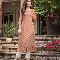 Laxmipati Nabulla (Fine Cotton)  Caramel Color Straight Cut Kurti