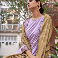 Laxmipati Muslin Roman Purple Flaired Length Gown With Dupatta