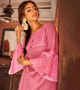 Laxmipati Cotton Onion Pink STRAIGHT CUT KURTI WITH SELF TEXTURED WORK