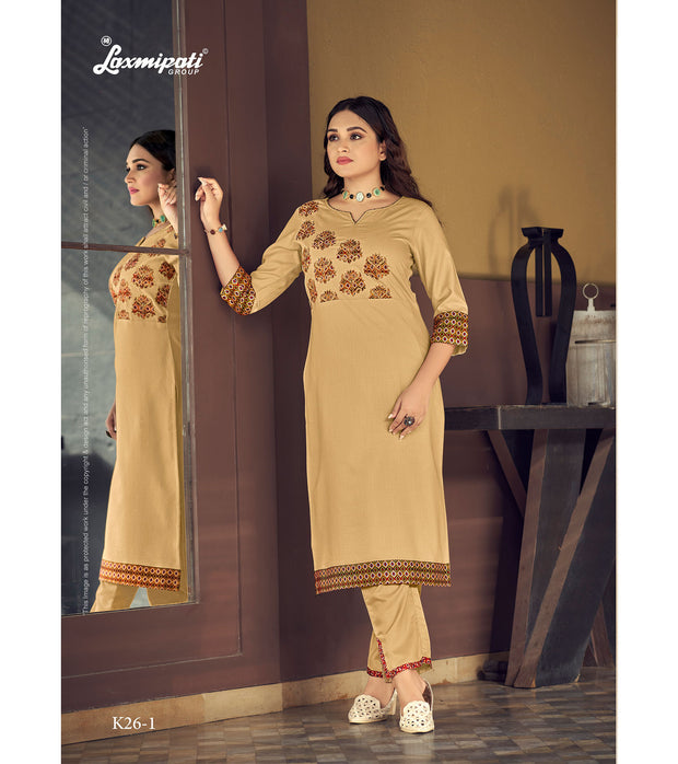 Laxmipati  Misthi Vol.01 Spun Base Warm Ivory Kurti With Pant