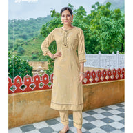 Laxmipati Gunnika Vol.1 Muslin Lemon Straight Cut Kurti With Pant