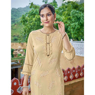 Laxmipati Gunnika Vol.1 Muslin Lemon Straight Cut Kurti With Pant