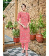 Laxmipati Gunnika Vol.1  Muslin Wild Pink Straight Cut Kurti With Pant