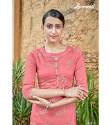 Laxmipati Gunnika Vol.1  Muslin Wild Pink Straight Cut Kurti With Pant