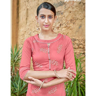 Laxmipati Gunnika Vol.1  Muslin Wild Pink Straight Cut Kurti With Pant