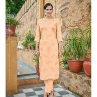 Laxmipati Gunnika Vol.1  Muslin Warm Beige Straight Cut Kurti With Pant