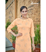 Laxmipati Gunnika Vol.1  Muslin Warm Beige Straight Cut Kurti With Pant