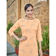 Laxmipati Gunnika Vol.1  Muslin Warm Beige Straight Cut Kurti With Pant