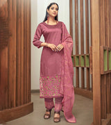 Laxmipati Deep Rose Straight Cut Kurti, Pant & Dupatta