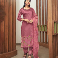 Laxmipati Deep Rose Straight Cut Kurti, Pant & Dupatta
