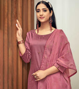 Laxmipati Deep Rose Straight Cut Kurti, Pant & Dupatta