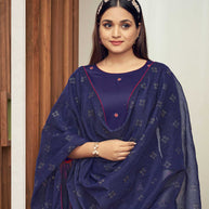 Laxmipati Cobalt Blue Straight Cut Kurti, Pant & Dupatta