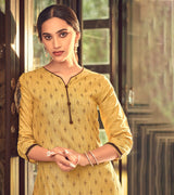 Laxmipati Cotton Yellow Straight Cut Kurti With Pant