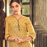 Laxmipati Cotton Yellow Straight Cut Kurti With Pant