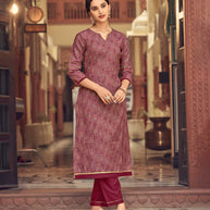 Laxmipati Cotton Maroon Straight Cut Kurti With Pant