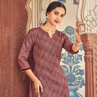 Laxmipati Cotton Maroon Straight Cut Kurti With Pant