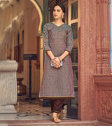 Laxmipati Cotton Brown Straight Cut Kurti With Pant