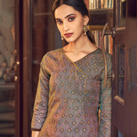 Laxmipati Cotton Brown Straight Cut Kurti With Pant