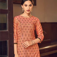 Laxmipati Cotton Orange Straight Cut Kurti With Pant