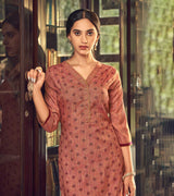 Laxmipati Cotton Rusty Orange Straight Cut Kurti With Pant