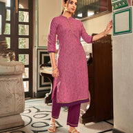 Laxmipati Cotton Pink Straight Cut Kurti With Pant