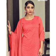 Laxmipati Vriteka  Muslin Sunrise Orange Straight Cut Kurti With Pant & Dupatta