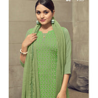 Laxmipati Vriteka  Muslin Witty Green Straight Cut Kurti With Pant & Dupatta