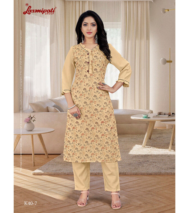Laxmipati  Parvathi Vol.2 Spun Base Fabric Hubbard Squash Straight Cut Kurti With Pant