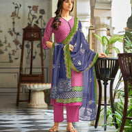 Laxmipati Ekansha K46_1 Jugnoo Viscose Preety Pink Straight Cut Kurti With Pant & Dupatta