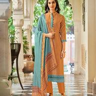 Laxmipati Ekansha K46_2  Jugnoo Viscose Majestic Musturd With Sea Green Straight Cut Kurti With Pant & Dupatta