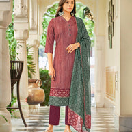 Laxmipati Ekansha K46-4 Jugnoo Viscose Burgundy Wine Straight Cut Kurti With Pant & Dupatta