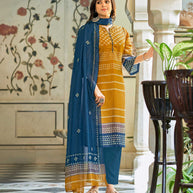 Laxmipati Jugnoo K46-6 Viscose Periwinkle Blue Straight Cut Kurti With Pant & Dupatta