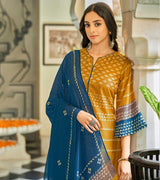 Laxmipati Jugnoo K46-6 Viscose Periwinkle Blue Straight Cut Kurti With Pant & Dupatta