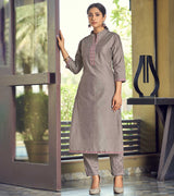 Laxmipati Cotton Pastel Brown Straight Cut Kurti With Pant