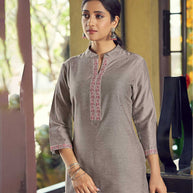 Laxmipati Cotton Pastel Brown Straight Cut Kurti With Pant