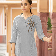Laxmipati Collage Cotton Night Black Straight Cut Kurti